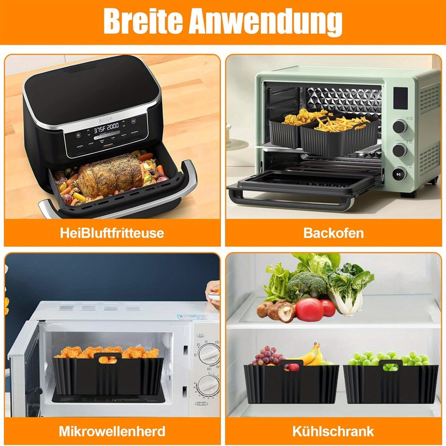 Air Fryer Accessories Set Includes Silicone Molds for 10.4L and 5.2L Air Fryers