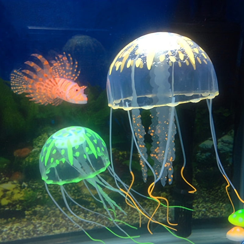 Fluorescent Luminous Silicone Jellyfish Aquarium Decoration for Fish Tanks
