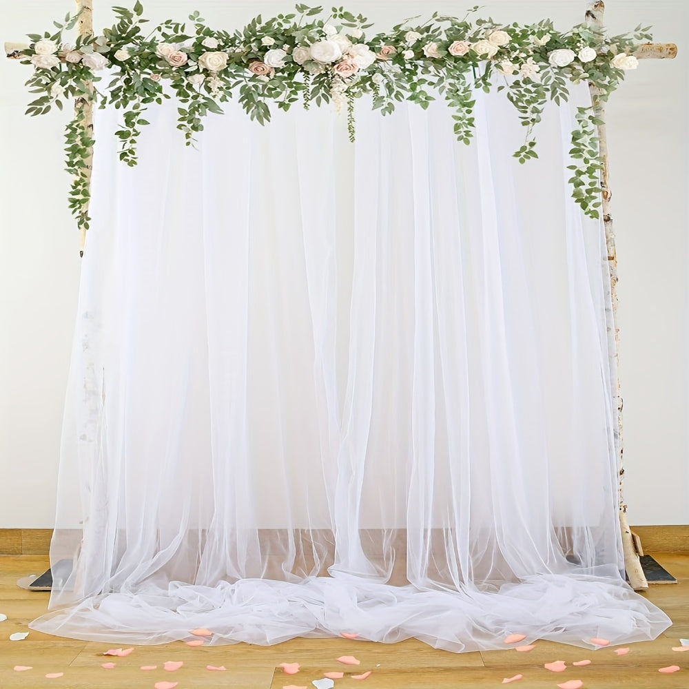 White Tulle Backdrop Curtain for Parties Weddings Home Decor 150x215cm