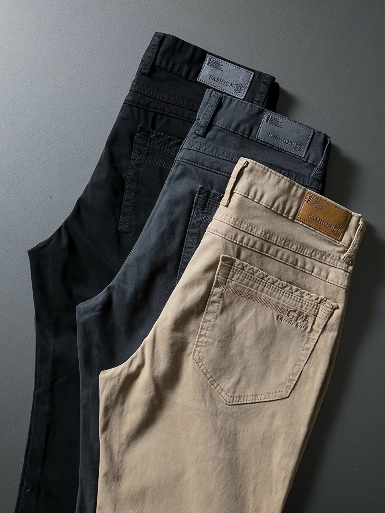 Pantalones de corte ajustado para hombre, mezcla de algodón, con bolsillos, pantalones casuales para primavera y otoño