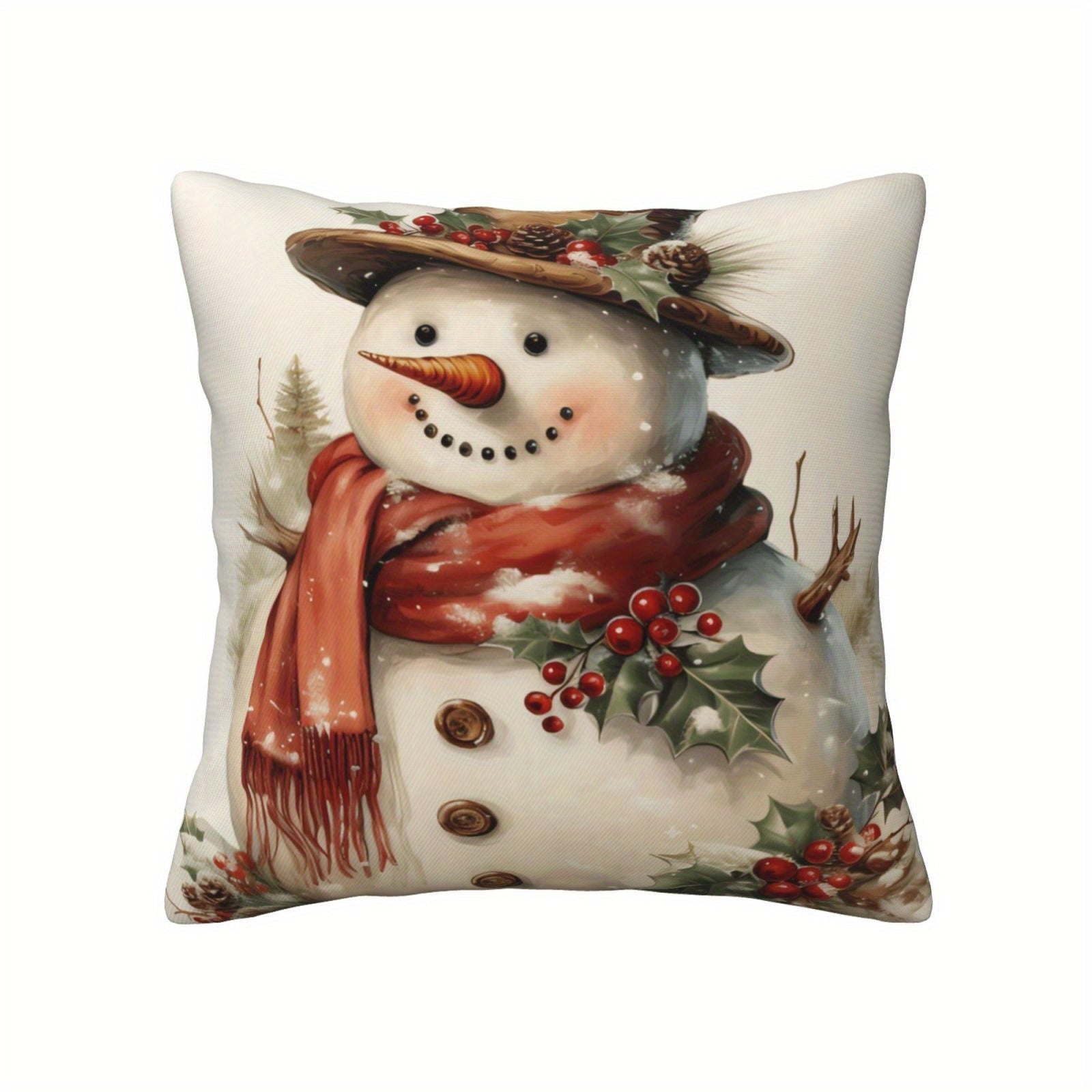Christmas Pillow Covers Set of 4 or Individual 45x45cm Snowman Reindeer Father Christmas Holiday Decor
