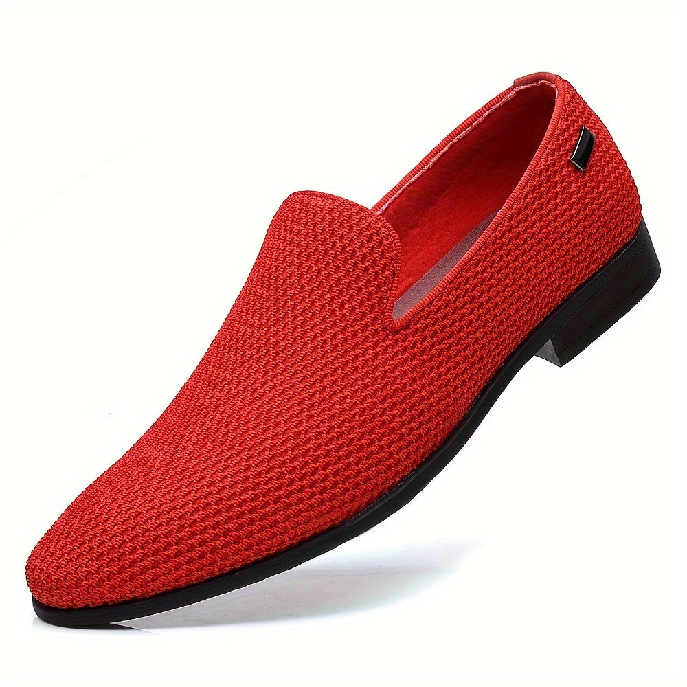Men's Black Breathable Mesh Loafers Slip-On Non-Slip Rubber Sole Pointed Toe Casual Business Wedding