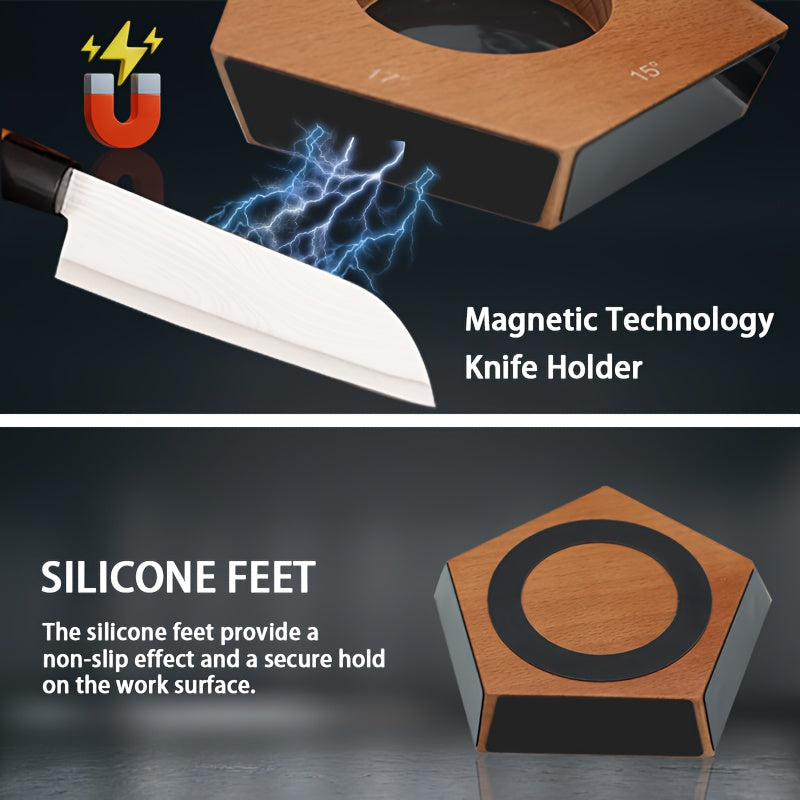 Точилка для ножей с магнитным держателем и комплектом алмазных камней для кухни и ножниц