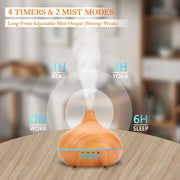 550ml Essential Oil Diffuser with Remote Control Soundwave Technology Auto Shut Off and 7 LED Lights for Home Office