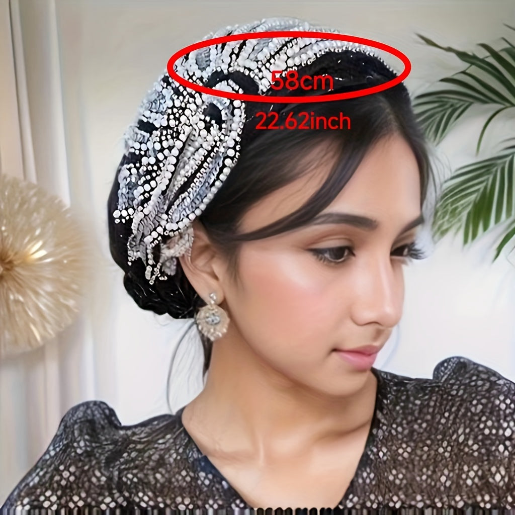 Lightweight Beaded Flower Headband for Women Suitable for Daily Outings and Parties