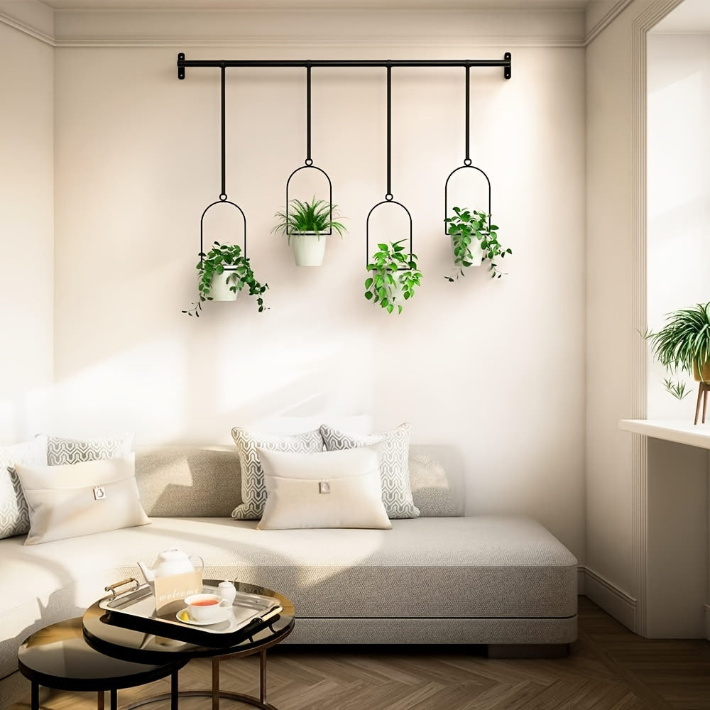 Metal Wall Planters and Storage Racks with Adjustable Nylon Cord Hooks for Indoor Herb Garden and Kitchen Storage