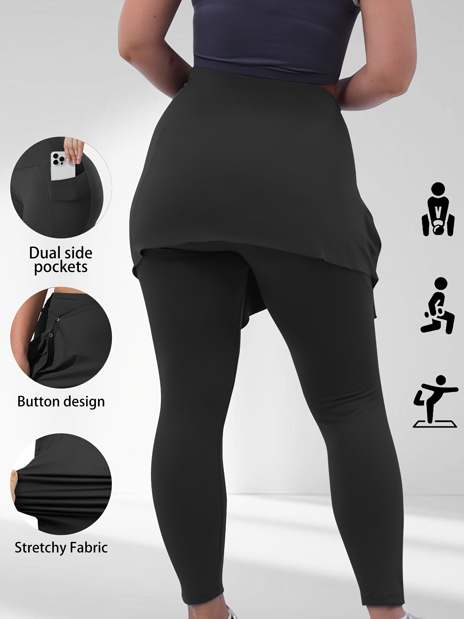 Conjunto de leggings de talle alto y falda irregular de talla grande para yoga y deportes