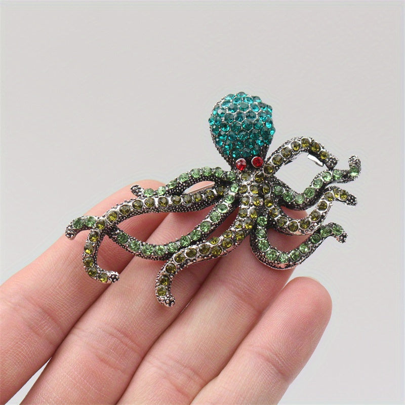 Брошь-осьминог с rhinestones, океанские украшения для женщин и мужчин