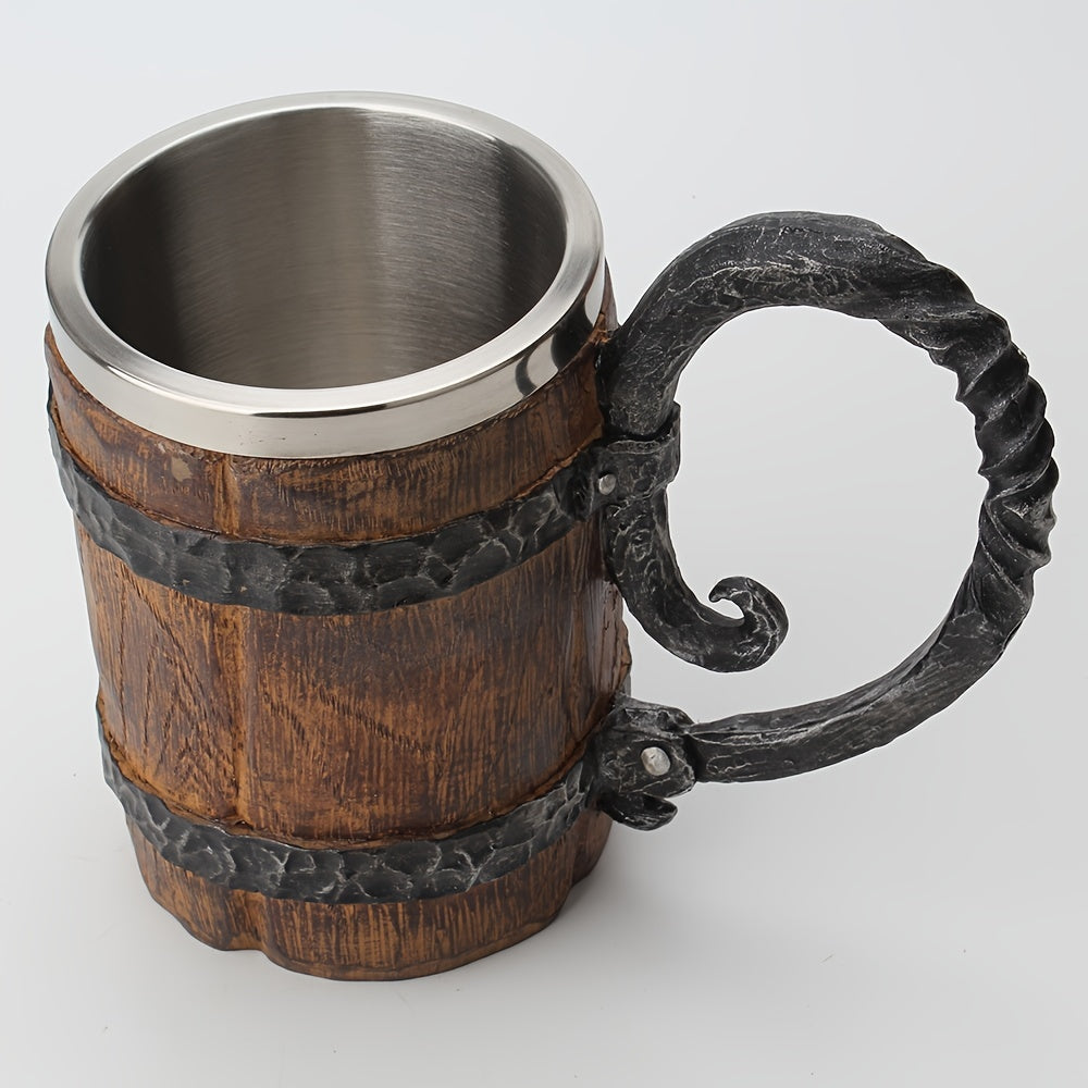 Large Vintage Wooden Barrel Cup for Barware Home Decor and Gift