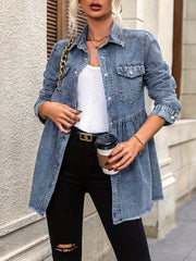 Women's Plus Size Denim Jacket Loose Fit Casual Outerwear Spring Fall Non-Stretch