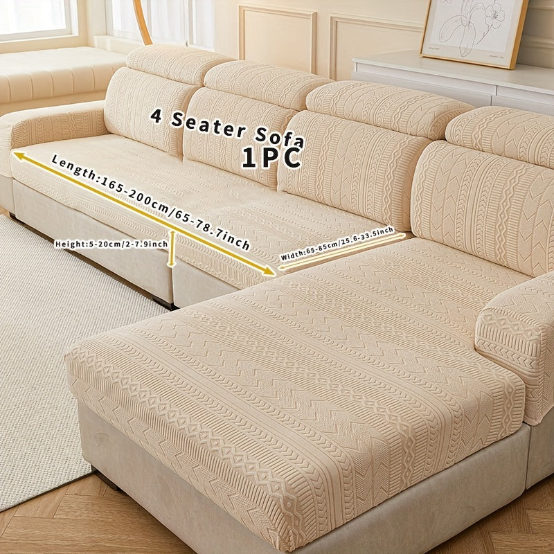 Qorong‘u kulrang chiziqli divan qopqog‘i, barcha mavsumlar uchun elastik uy himoyasi