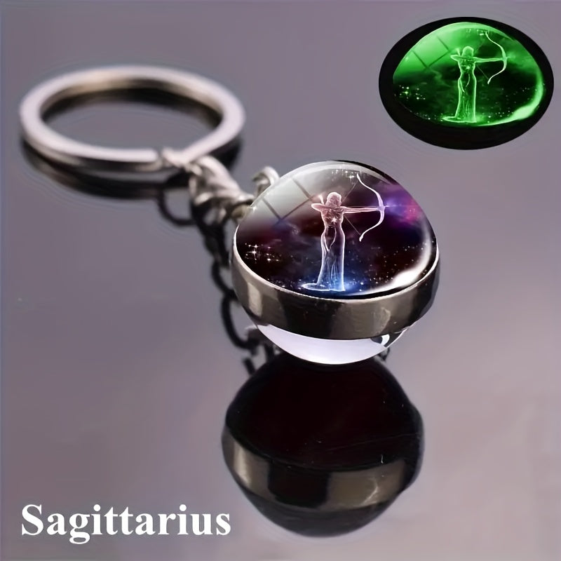 Starry Sky Glass Ball Car Keychain Zodiac Sign Auto Accessory Gift