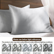 Silk Pillowcase 19mm Double-Sided Gray 100% Mulberry Silk Hair Skin Comfort