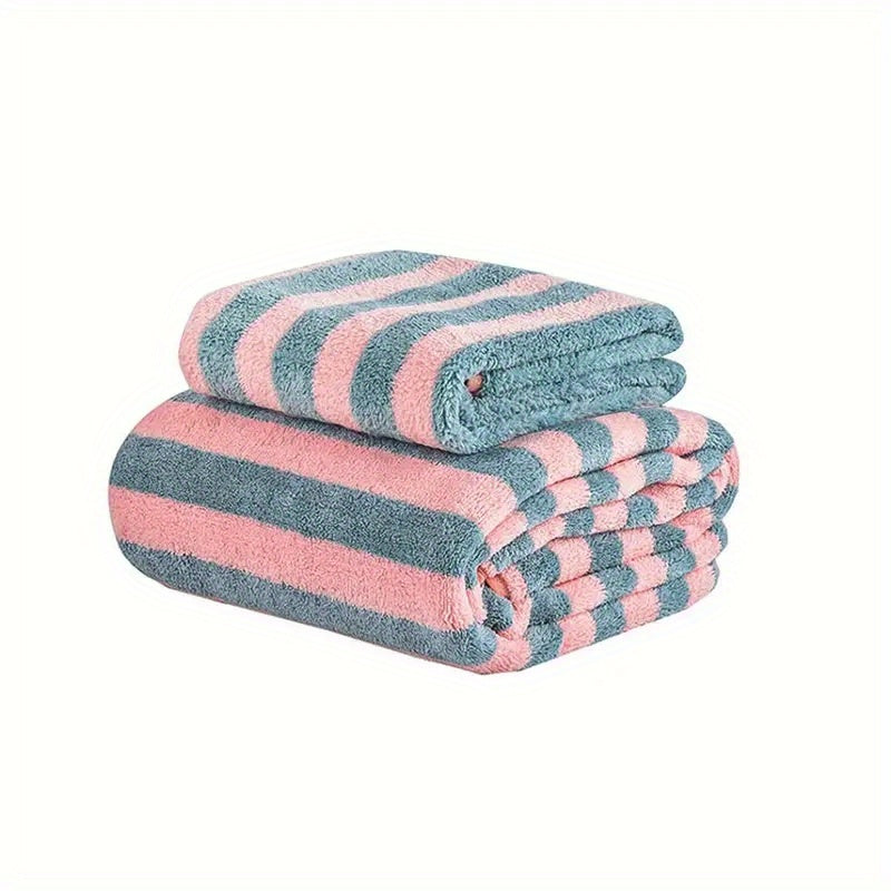 Microfiber Bath Towel Absorbent Quick-Dry with Colorful Stripes