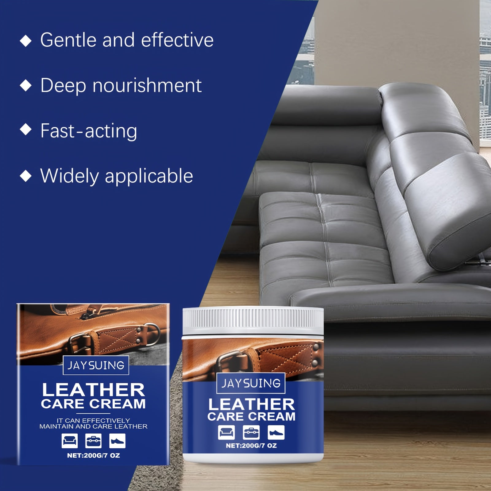 JAYSUNG Terini parvarish qilish kremi - 200g/7oz - Mebel, sumkalar va asal mumi, kokos yog'i va tabiiy ingredientlar bilan tayyorlangan artefaktlar uchun parvarish va tozalash balzami, teri yuzalarini tiklash va suv o'tkazmaydigan qilish uchun.