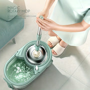 2pcs Teal Spin Mop and Bucket System with Wheels Microfiber High Absorbency