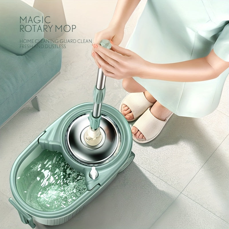 2pcs Teal Spin Mop and Bucket System with Wheels Microfiber High Absorbency