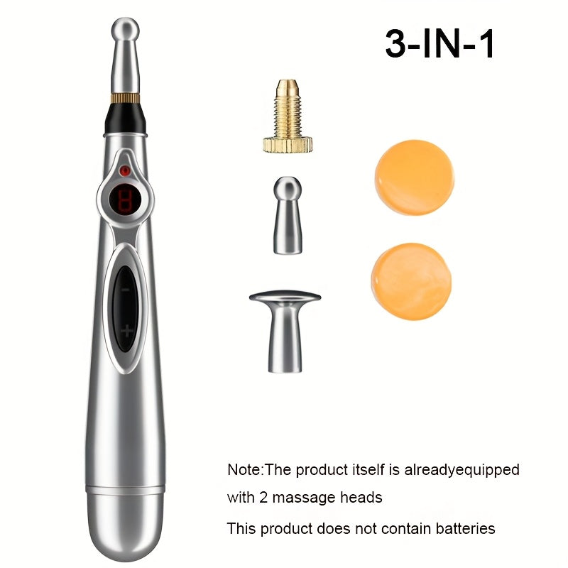 Electric Massage Pen with 9 Modes Digital Display Interchangeable Heads for Back Waist Legs