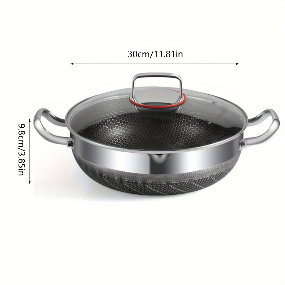Double-Sided Honeycomb Non-Stick Frying Pan 10 Inch Silver
