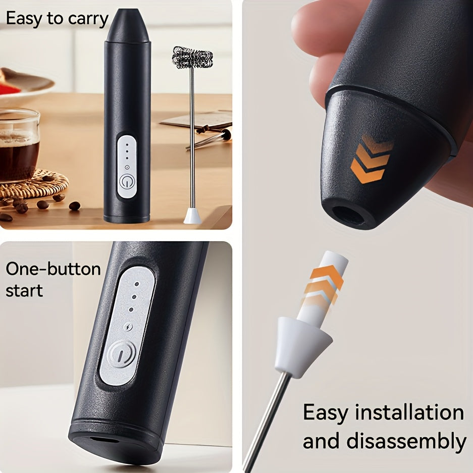 Handheld USB Rechargeable Milk Frother Stainless Steel Foam Maker for Coffee Latte