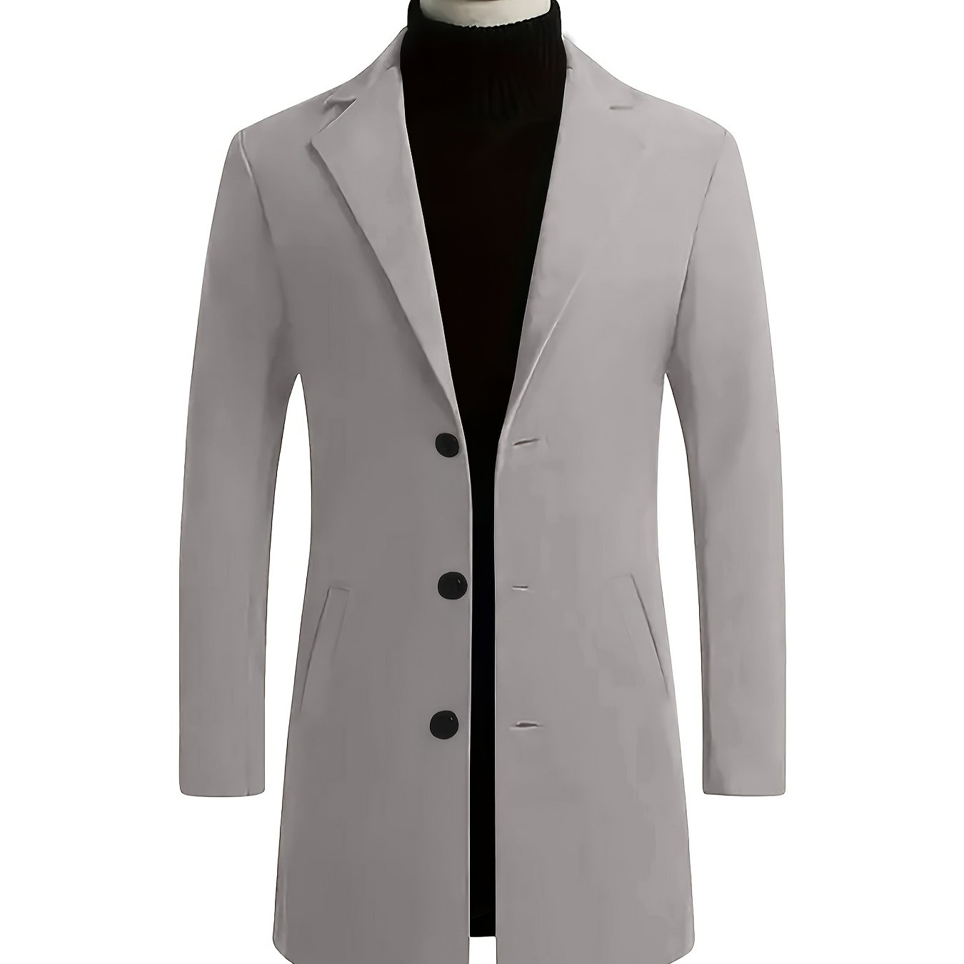 Men's Fall Winter Polyester Solid Color Long Sleeve Lapel Work Coat