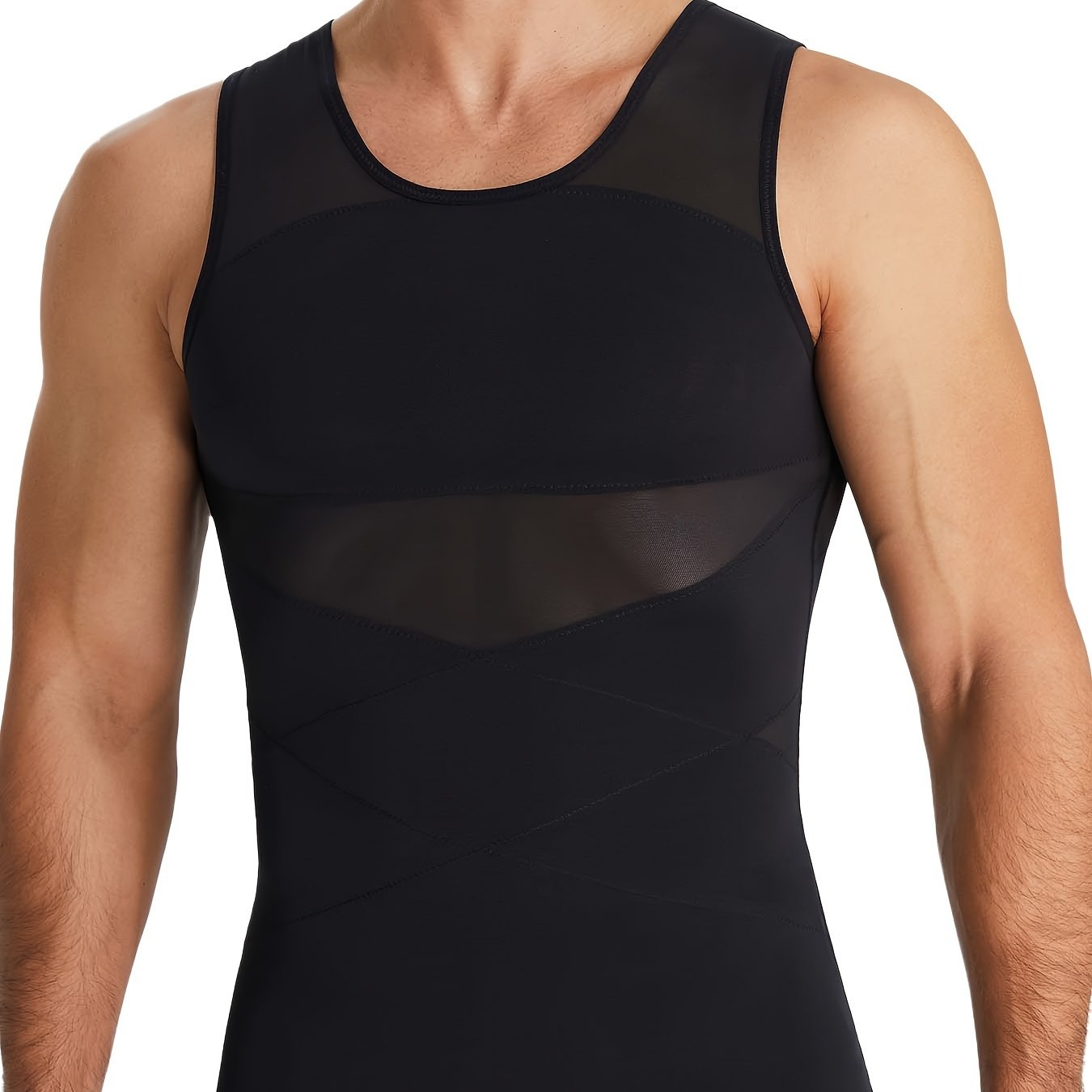Camiseta ajustada de compresión para hombre, moldeador corporal de nylon y spandex, chaleco de entrenamiento de color sólido