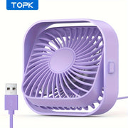 Mini USB Desk Fan Personal Portable Quiet Brushless Motor 4ft Cable