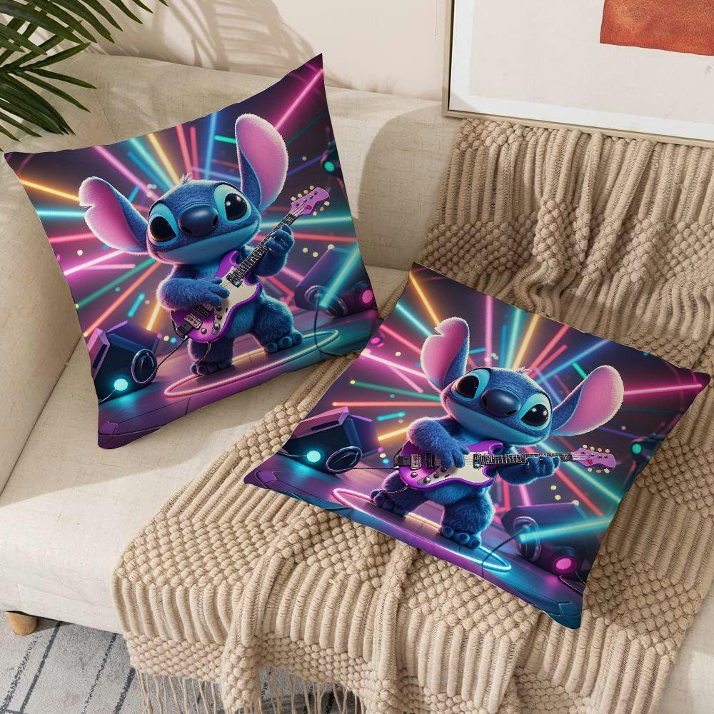 Set of 2 Disney Stitch Guitarist Pillow Covers 45.72 cm Square for Sofa Living Room Outdoor