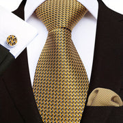 Men's Paisley Floral Necktie Set with Handkerchief and Clip for Formal Occasions