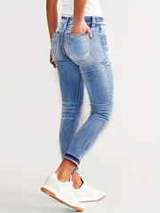 Women Plus Size Skinny Jeans High Stretch Denim Solid Color Tapered