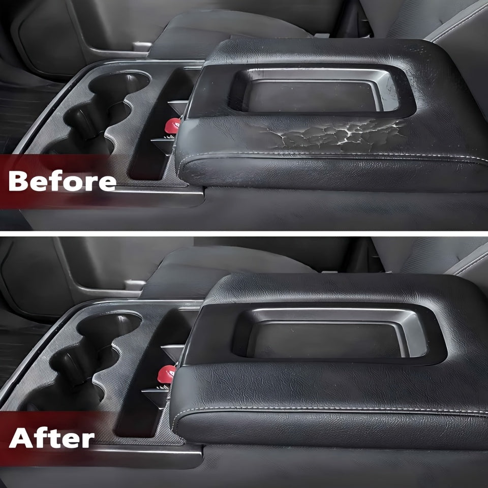 Car Interior Center Console Cover Replacement PU Leather Black for Pickup Truck