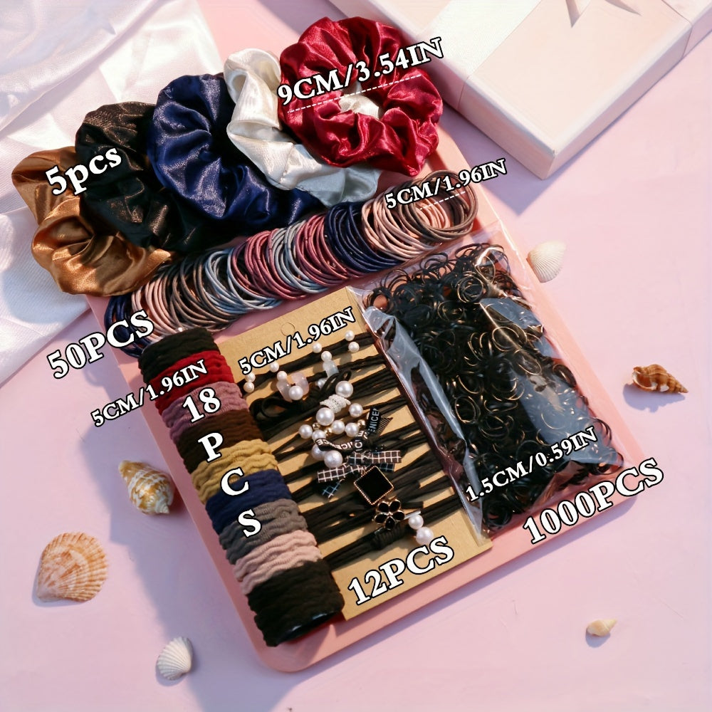 Hair Styling Accessories Kit 1085 Pieces Elastic Hair Ties Ponytail Holders for Women