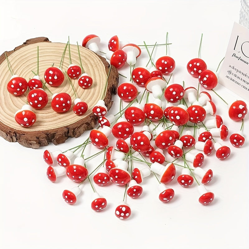 Red Faux Mushroom Flowers for Cake Decor Halloween Christmas Wreaths Crafts