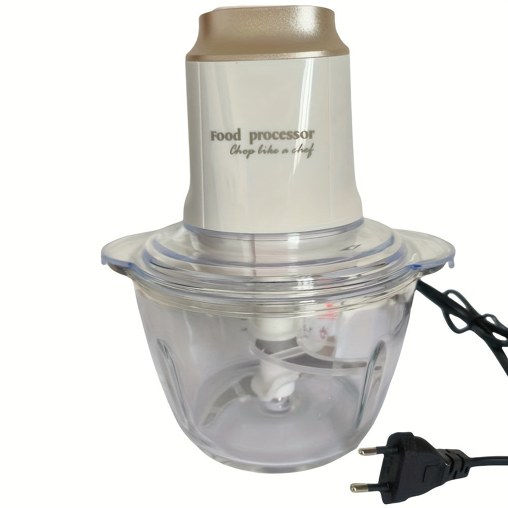 Electric Food Chopper and Processor 8-Cup 300W with 4 Blades 1.2L Glass Bowl