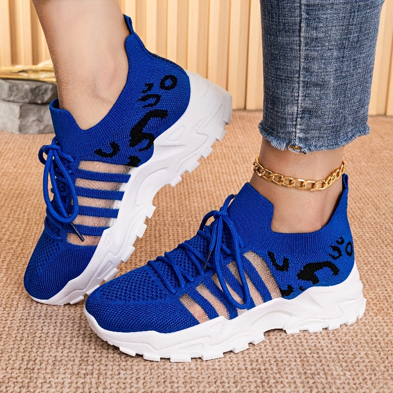 Women's Casual Mid-Top Sneakers Breathable Fabric White Lace-Up Comfortable