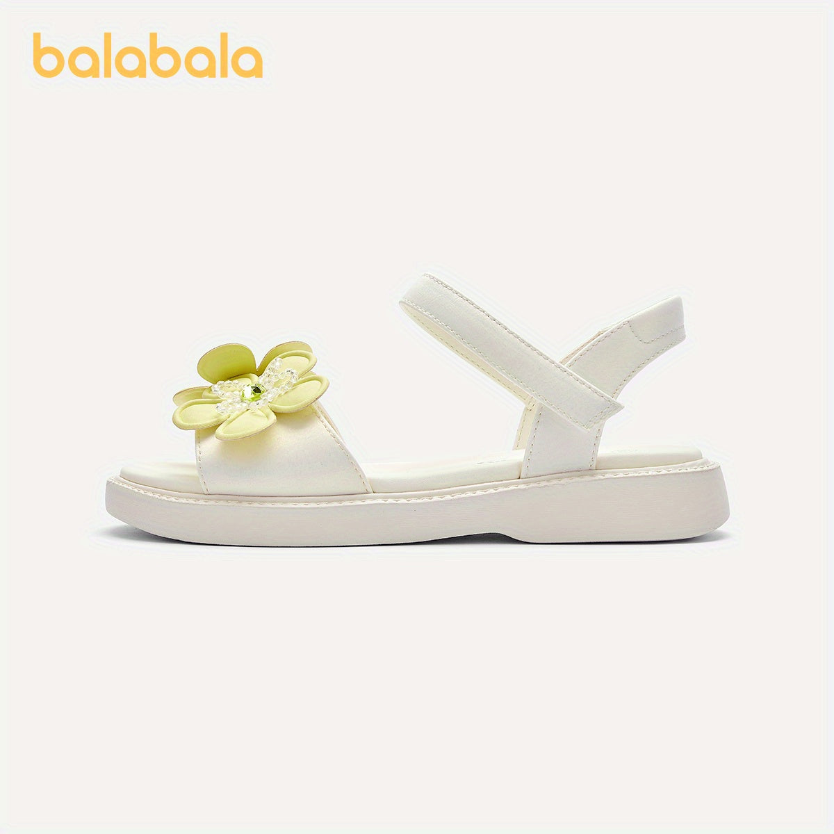 Girls Summer Floral Beaded Sandals with Soft Sole and Hook and Loop Closure