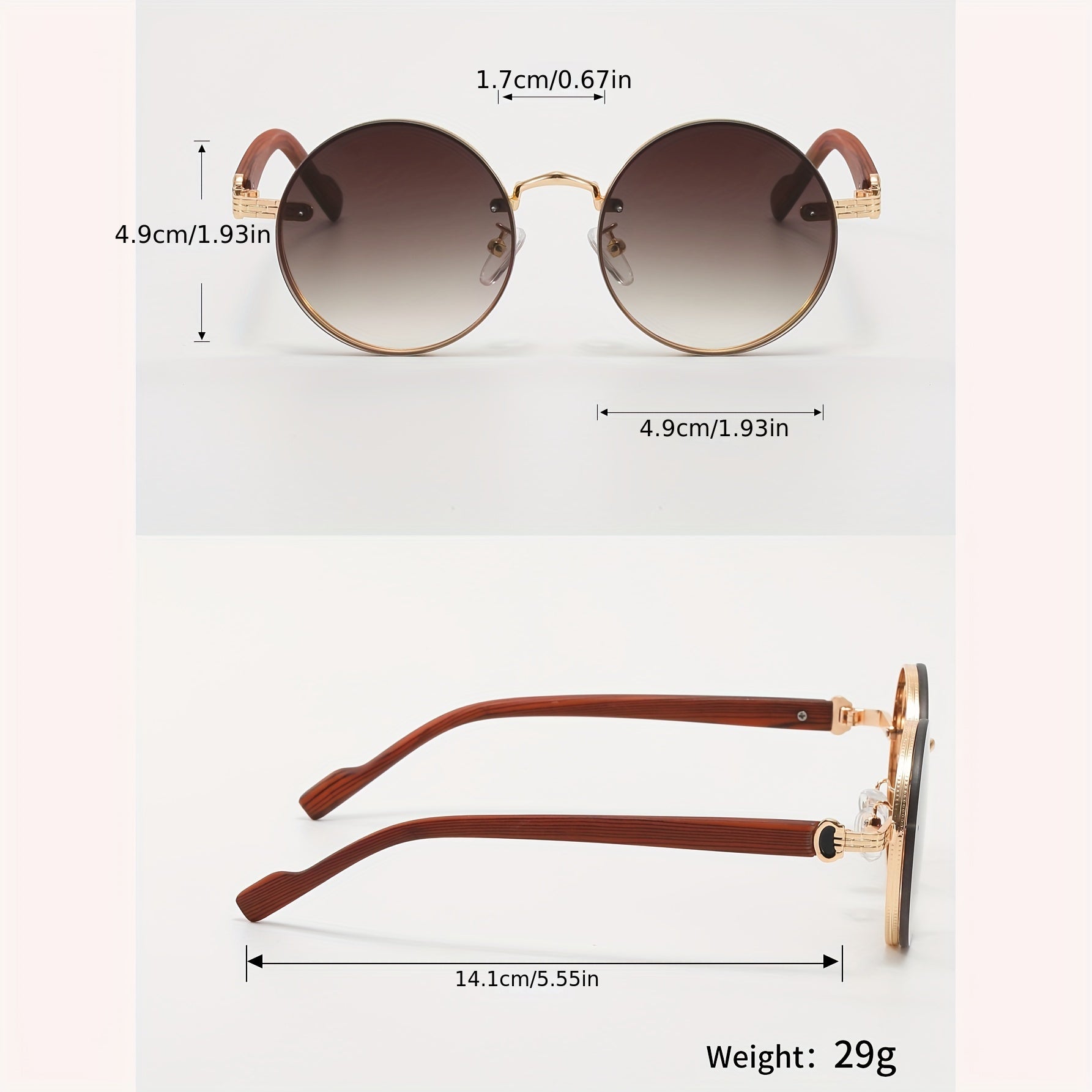 Unisex Retro Steampunk Metal Frame Glasses with Wood Grain Temples for Outdoor Sports and Travel