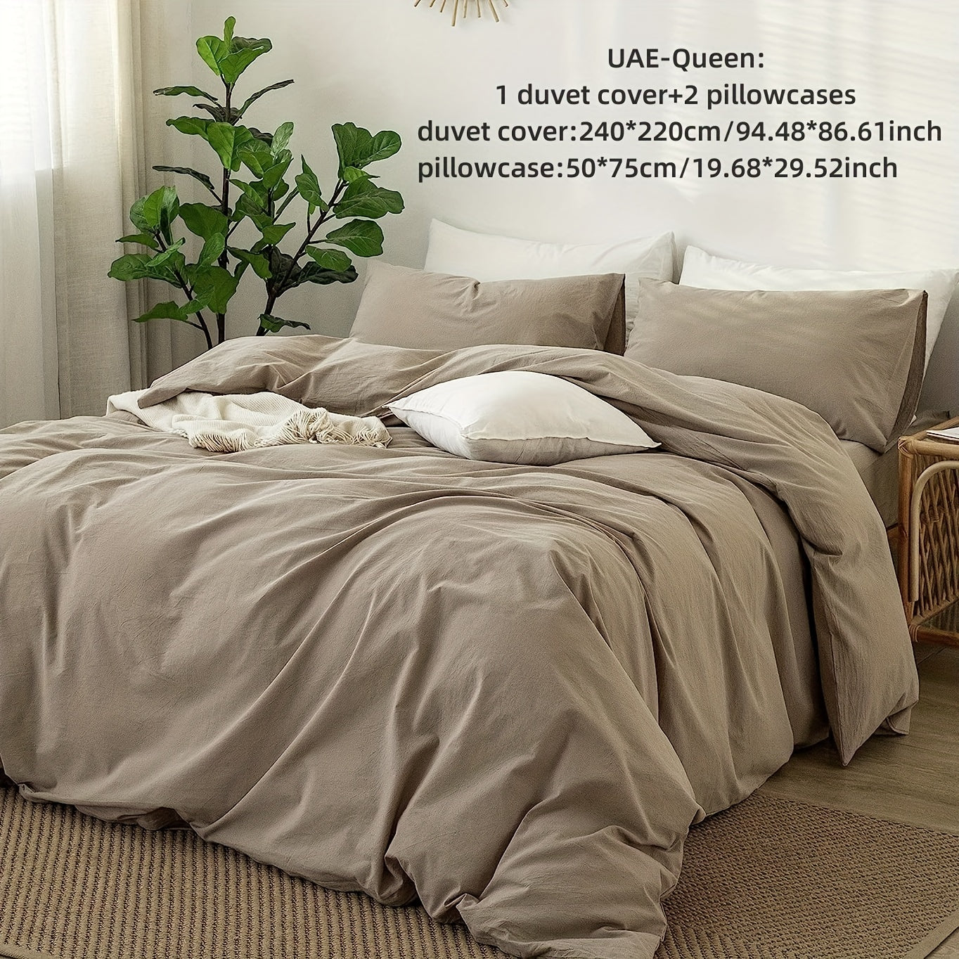 Bedding Set with Quilt Cover and Pillowcases Soft Brushed Fiber Wrinkle and Fade Resistant