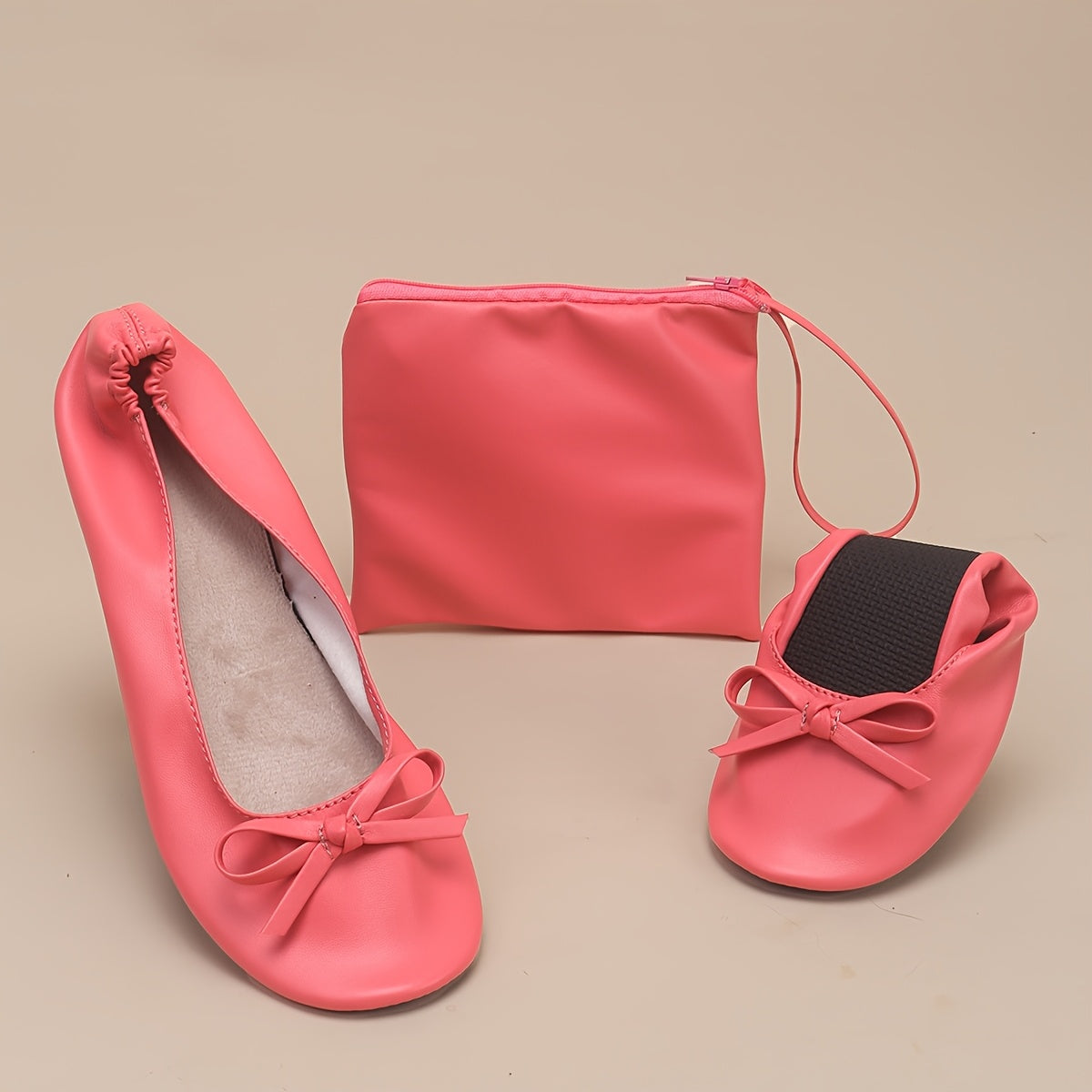 Zapatos de ballet para mujer suaves y cómodos, con diseño slip-on, plegables y con bolsa de almacenamiento