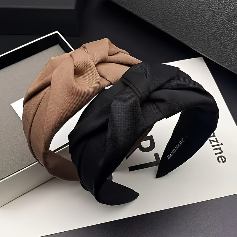 Vintage Bohemian Style Knotted Headband for Women Solid Polyester Hair Accessory