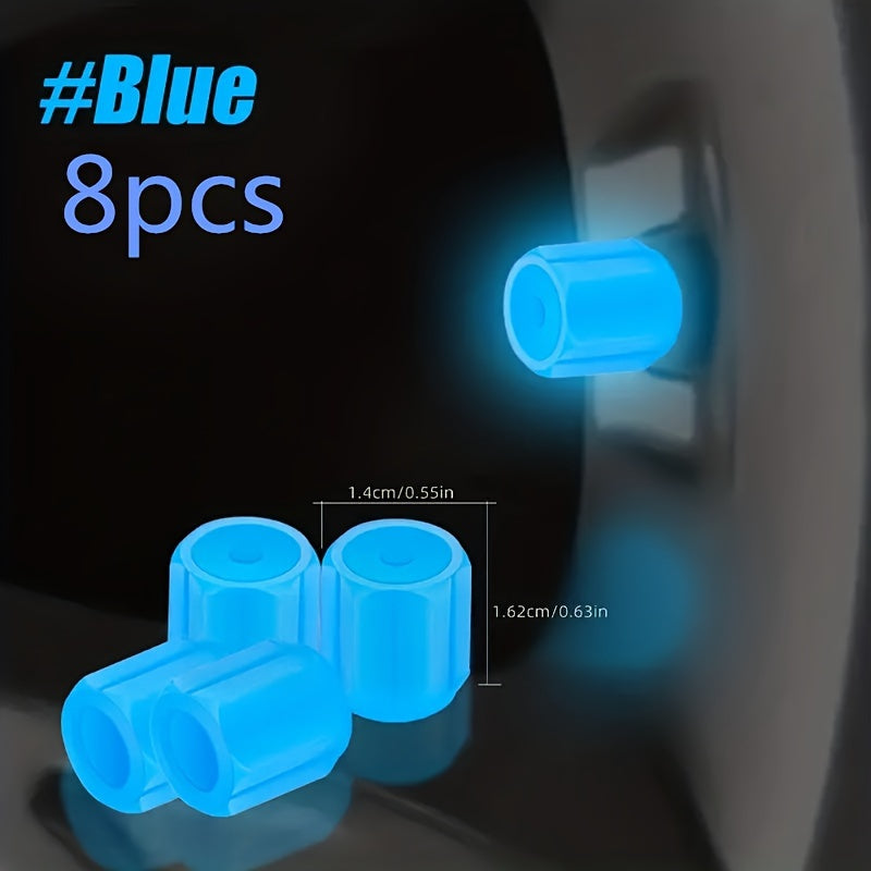 Universal Car and Bicycle Fluorescent Valve Stem Caps 4/8/12pcs