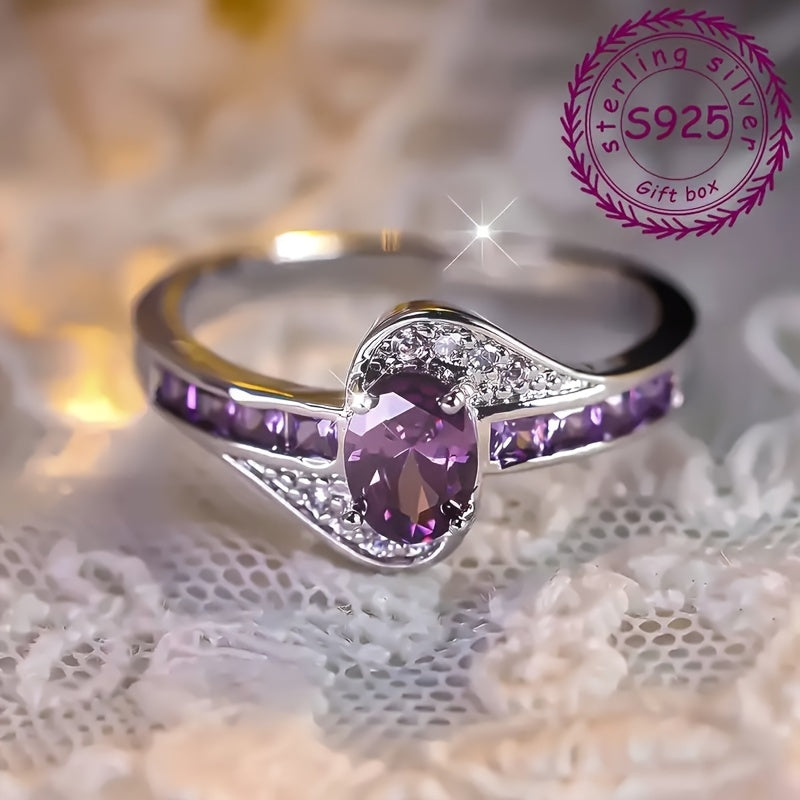 Anillo de plata de ley con zirconia cúbica para bodas y celebraciones