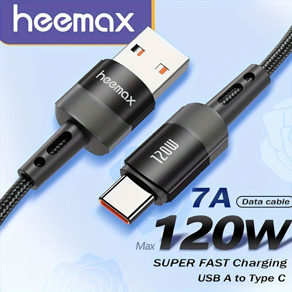 120W USB Type C to USB A Fast Charging Cable Braided for iPhone 15 Pro Max and A13
