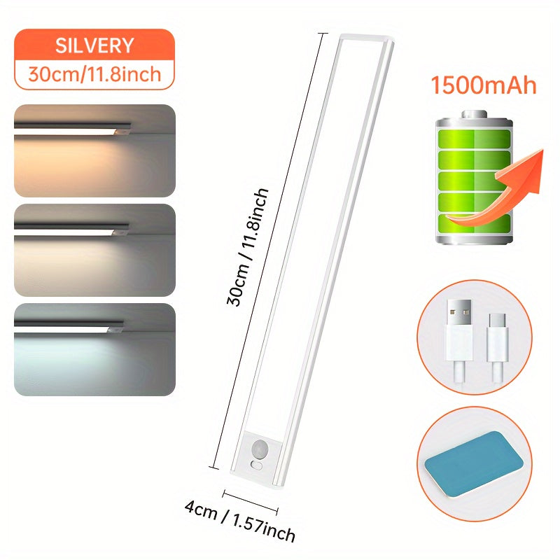 LED Motion Sensor Light for Cabinets Under Counter Closet Wardrobe with Rechargeable Battery