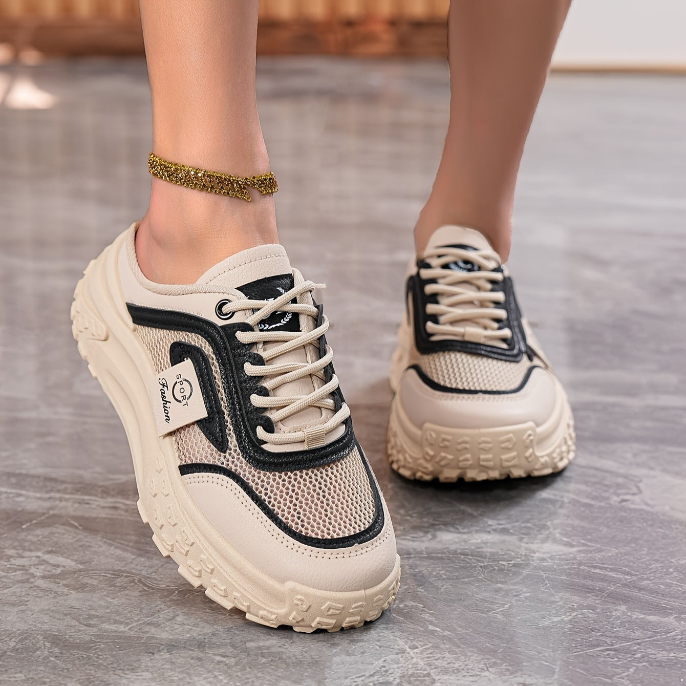 Women's Casual Slip-On Shoes Thick Sole Solid Color Round Toe PU Rubber Sole