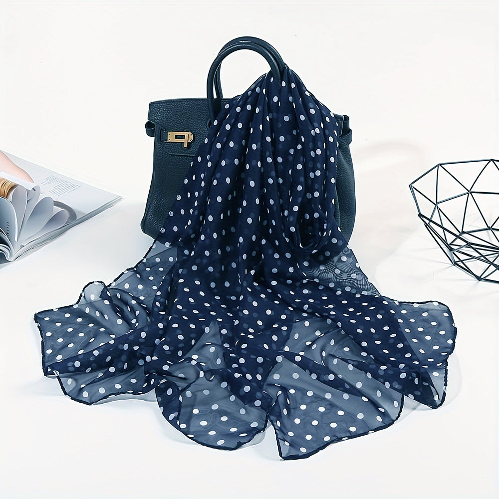 Ayollar uchun Polka Nuqta Chiffon sharf, yengil, nafas oladigan gazli bosh yopqich, Boho plyaj sayohati uchun