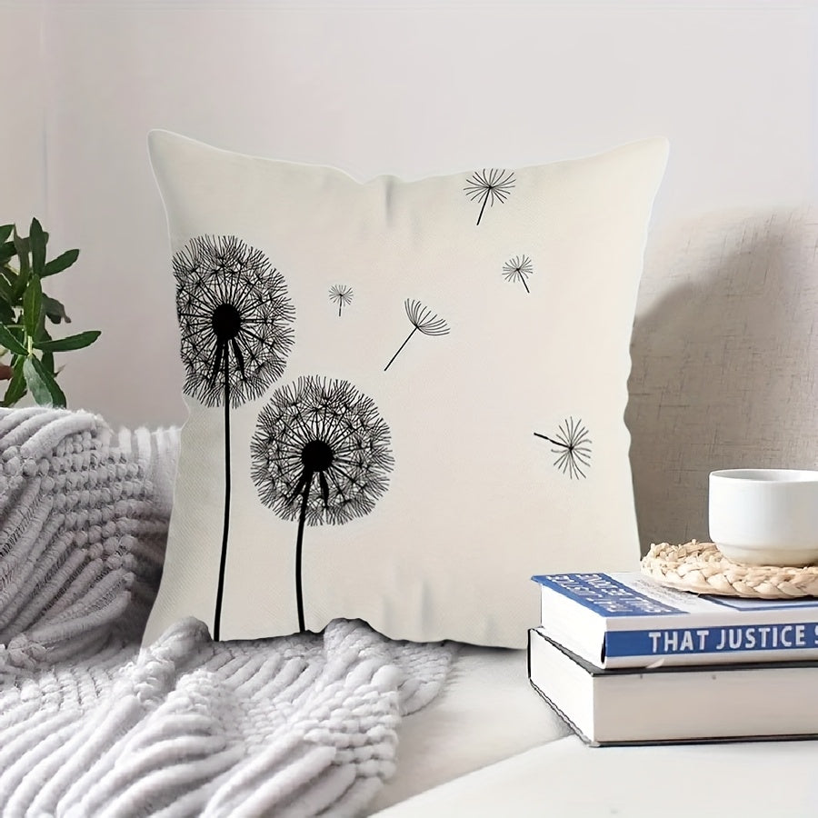 Dandelion Print Square Cushion Cover 44.96cm Polyester Zippered Single-Sided