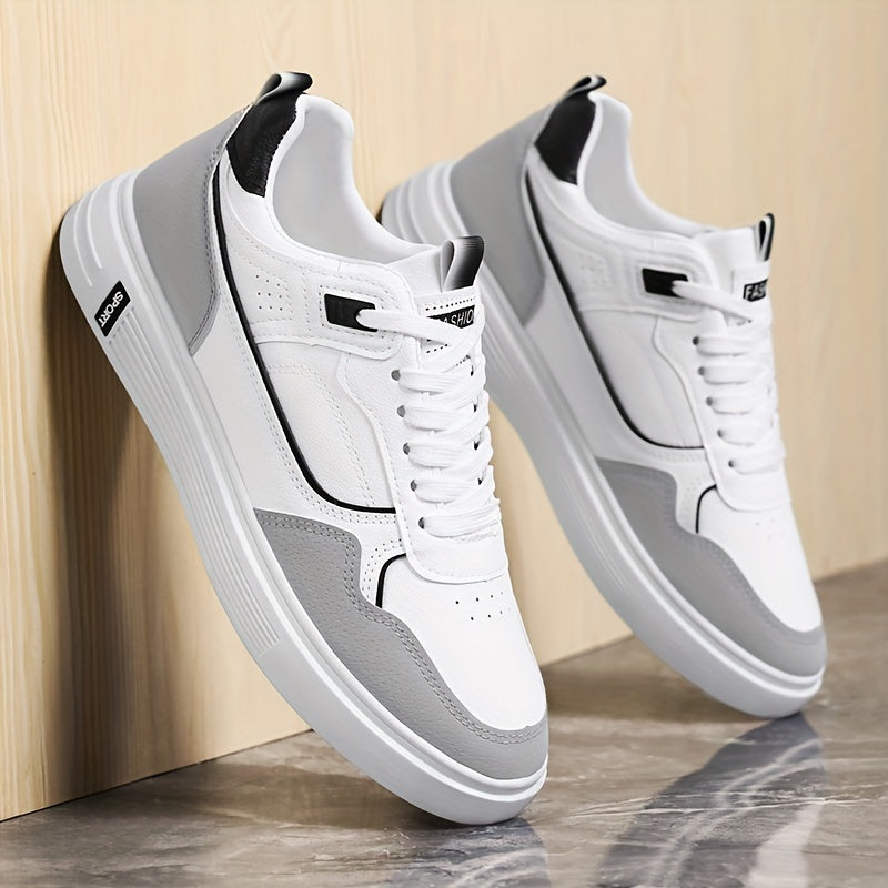 Men's White Casual Sports Sneakers Breathable PU Upper Fabric Lining PVC Sole All-Season