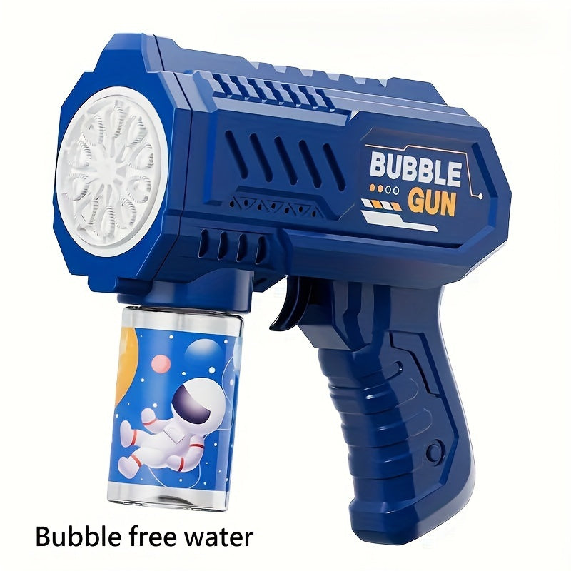 Kids Bubble Gun Toy with LED Lights, 10-Hole Plastic Blaster for Ages 3-12