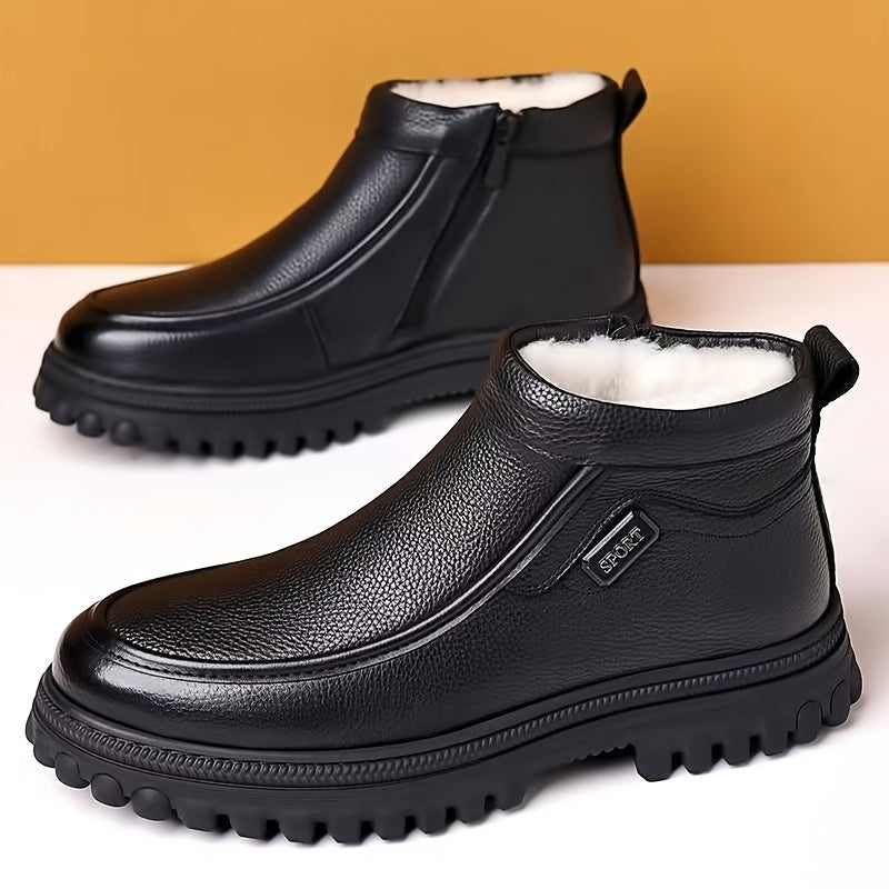 Botines de nieve para hombre con forro de felpa, de deslizamiento, con parte superior de PU y suela de PVC, para uso exterior y casual